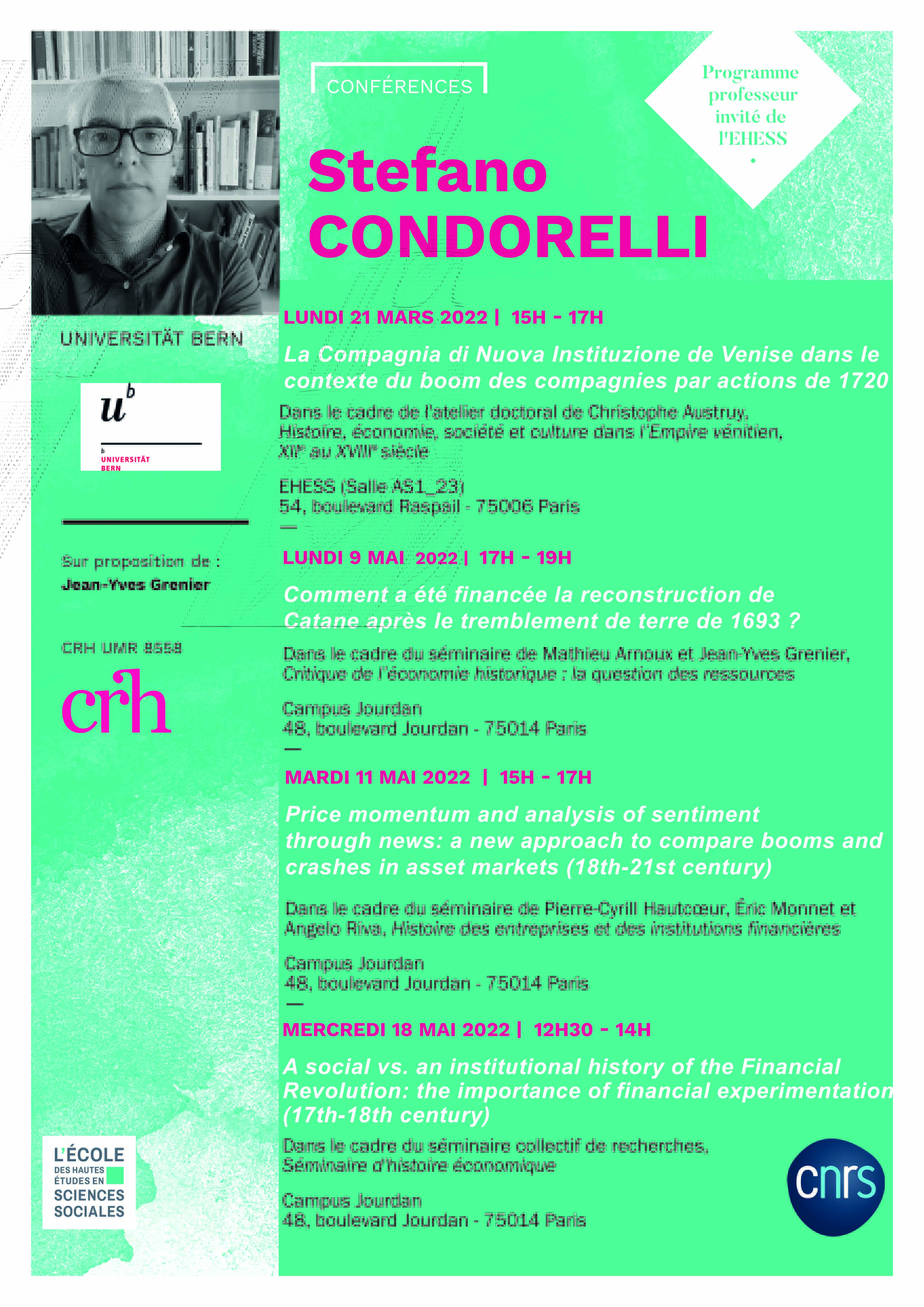 Conférences de Stefano Condorelli (Université de Berne)