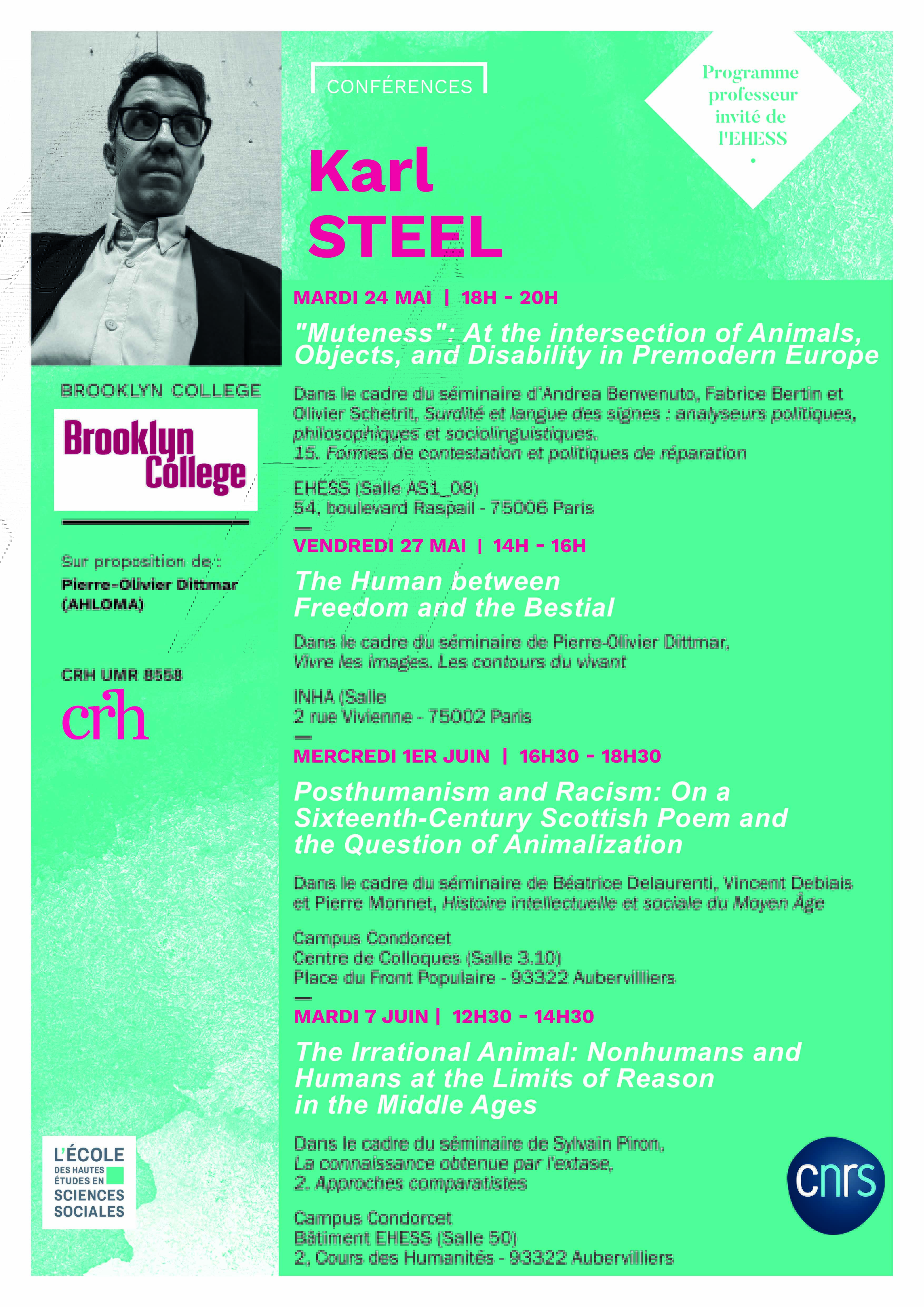 Conférences de Karl Steel (Brooklyn College)