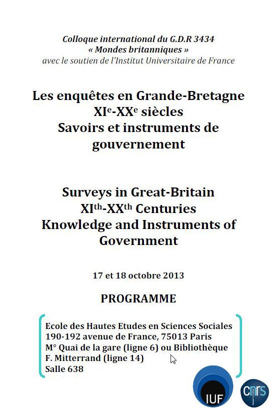 Les enquêtes en Grande-Bretagne XIe-XXe siècles - Savoirs et instruments de gouvernement